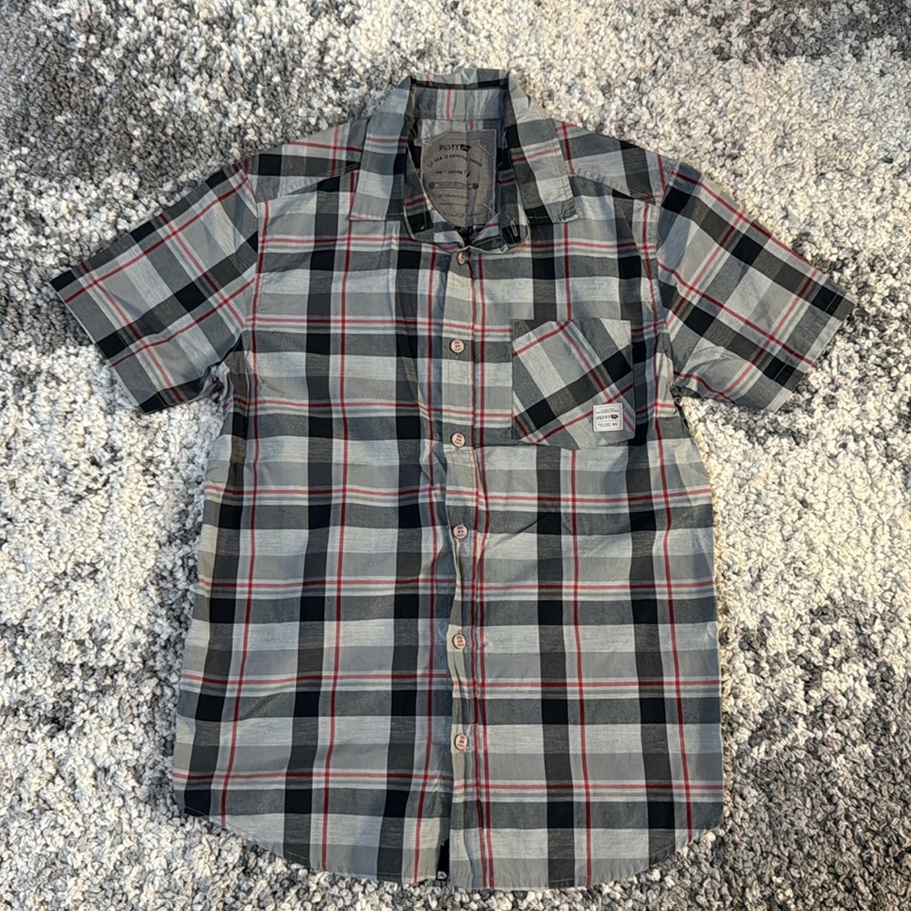 Rusty Plaid Short Sleeve Button Down Shirt